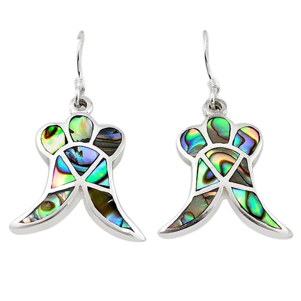 925 silver green abalone paua seashell enamel earrings jewelry a69679
