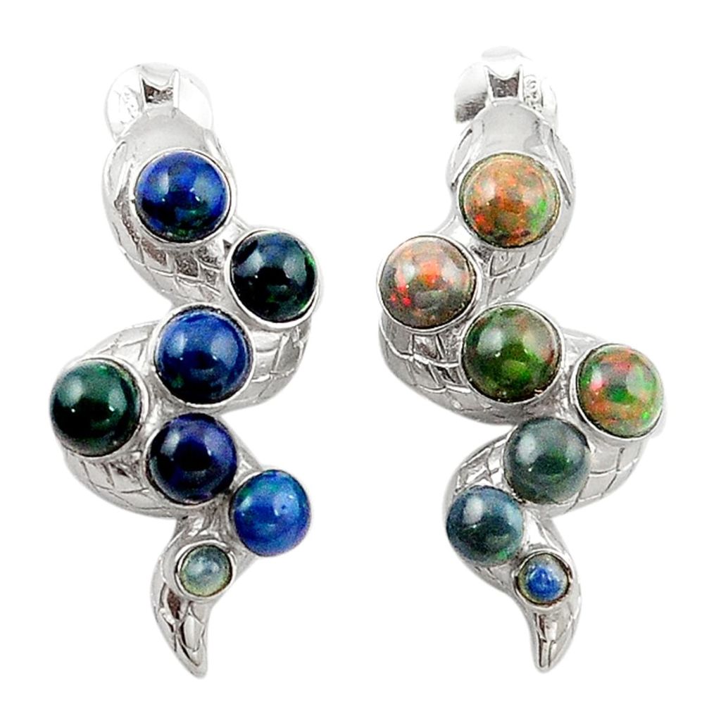 Chalama black opal 925 silver 14k gold dangle earrings a70397
