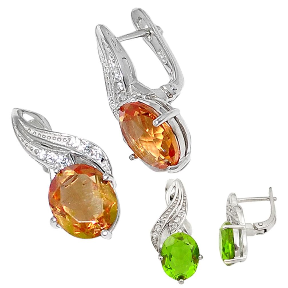Green alexandrite (lab) topaz 925 silver dangle earrings jewelry a70639
