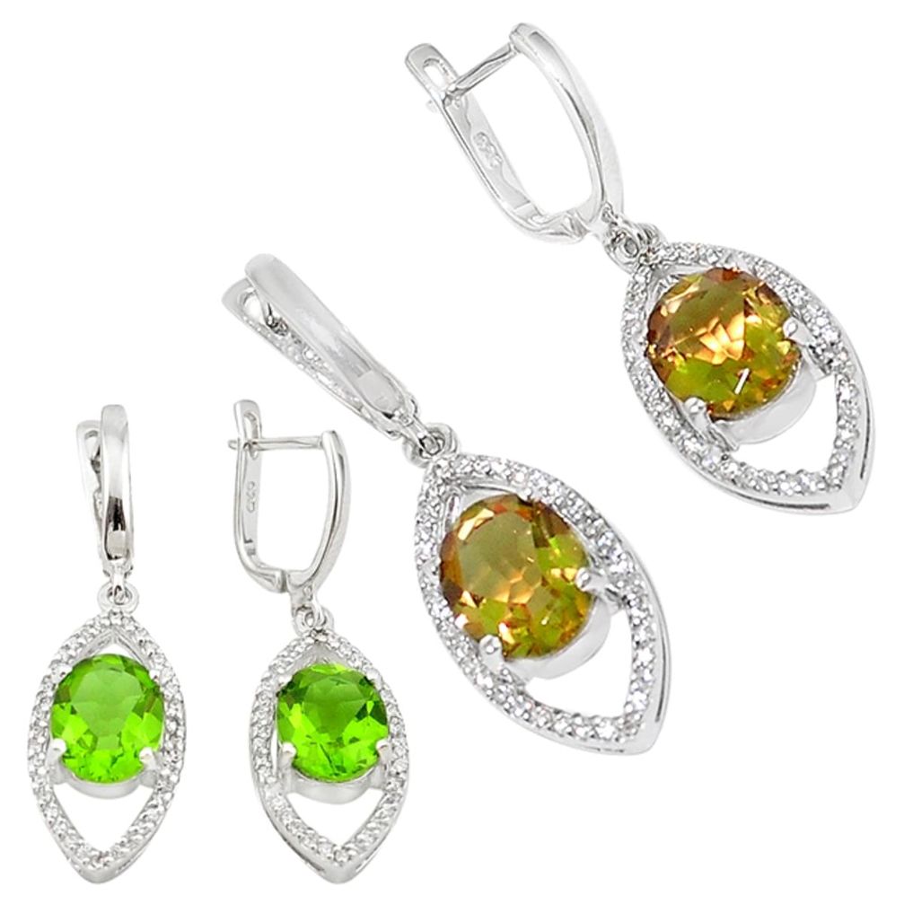 Green alexandrite (lab) topaz 925 sterling silver earrings jewelry a70704