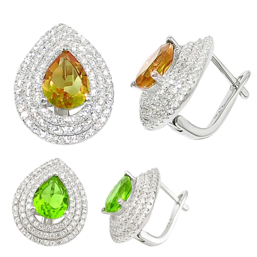 Green alexandrite (lab) topaz 925 sterling silver earrings jewelry a70706