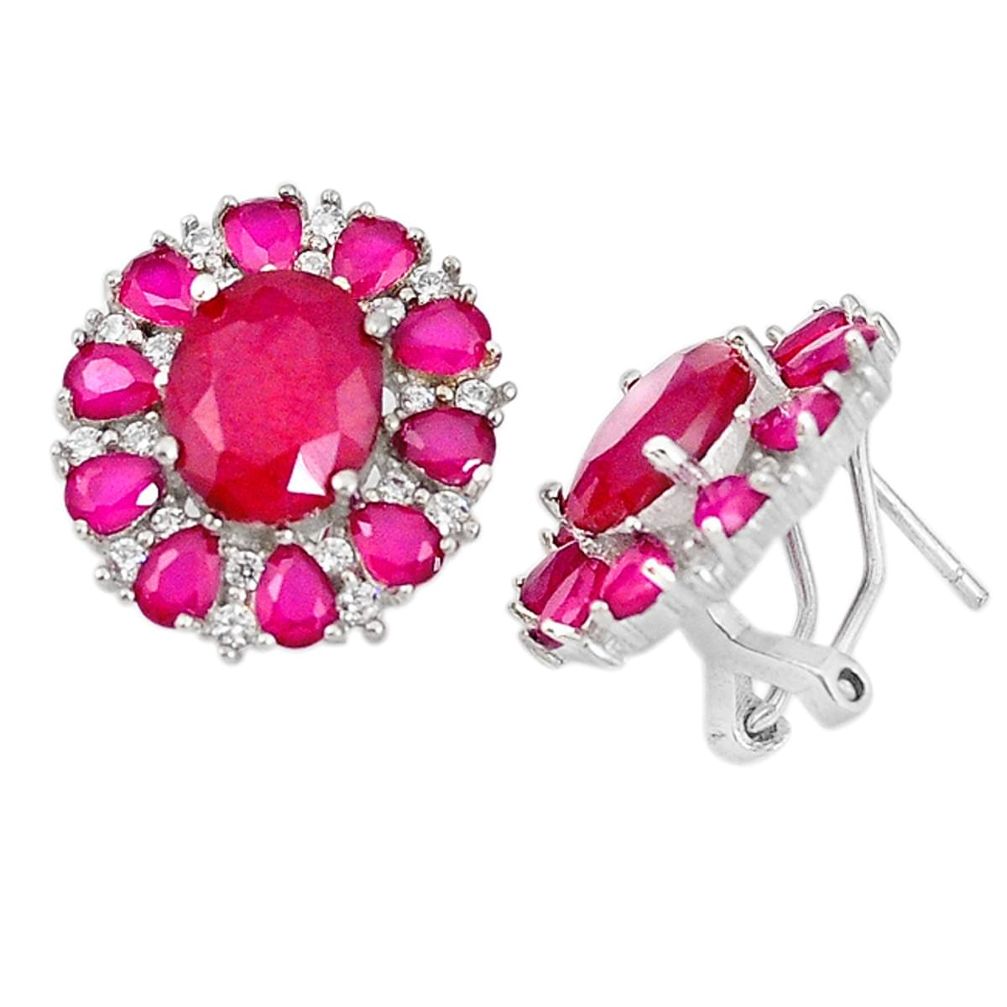 Red ruby quartz topaz 925 sterling silver stud earrings jewelry a71231