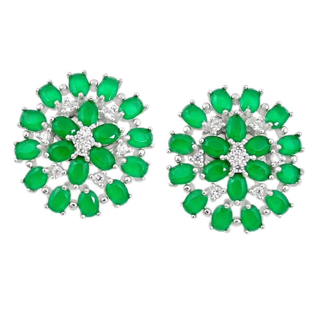 Green emerald quartz white topaz 925 silver star fish earrings a71245