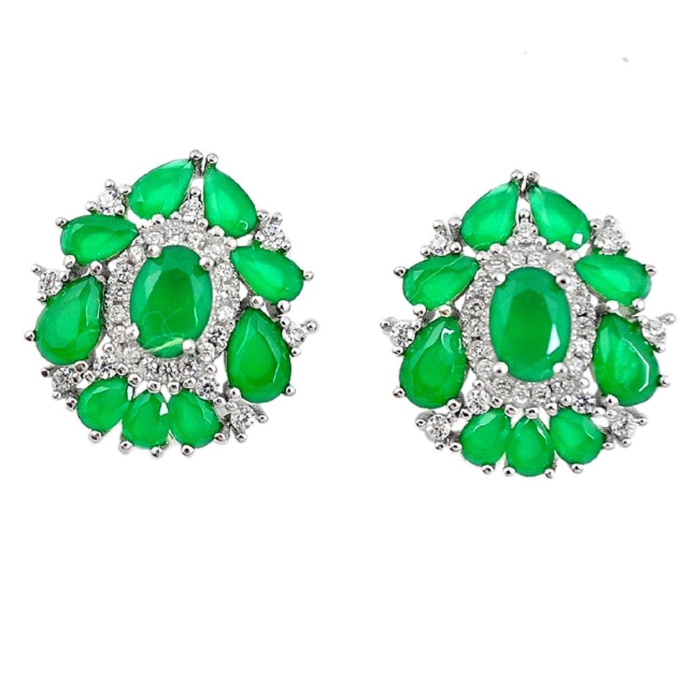 Green emerald quartz topaz 925 sterling silver stud earrings a71262