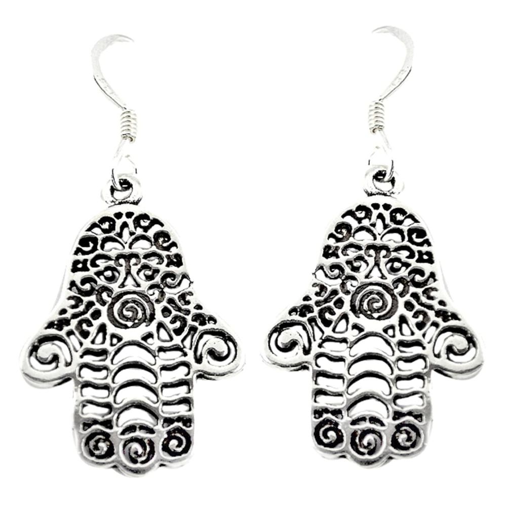 925 silver indonesian bali style solid hand of god hamsa earrings a72504
