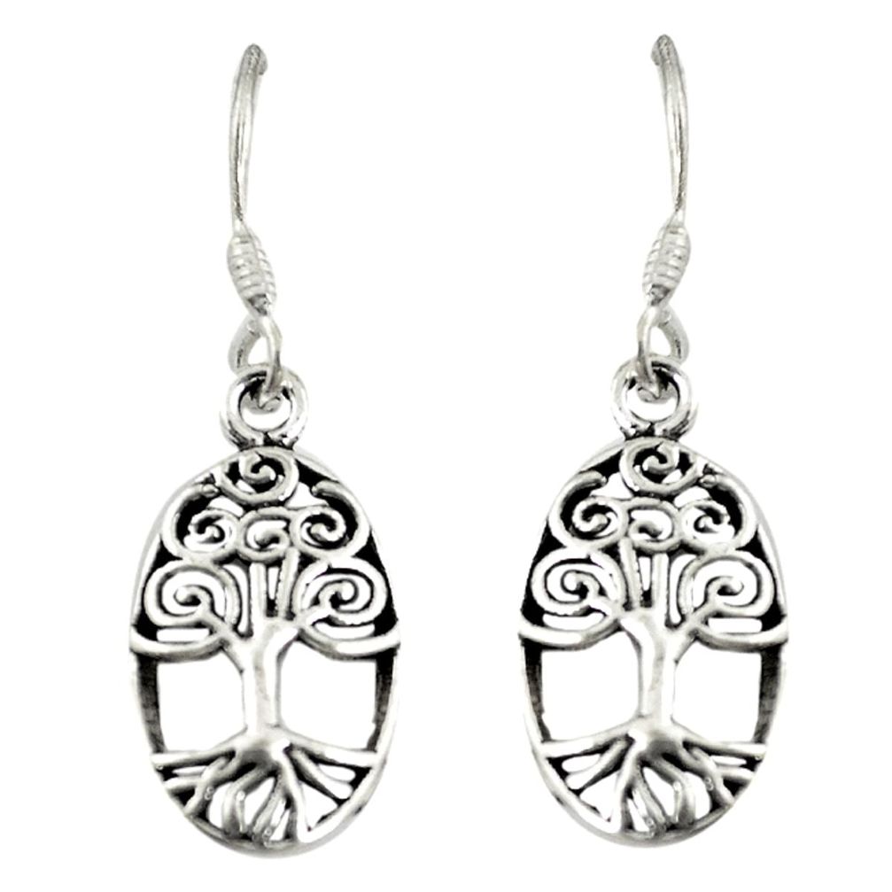 Indonesian bali style solid 925 silver tree of life earrings jewelry a72510