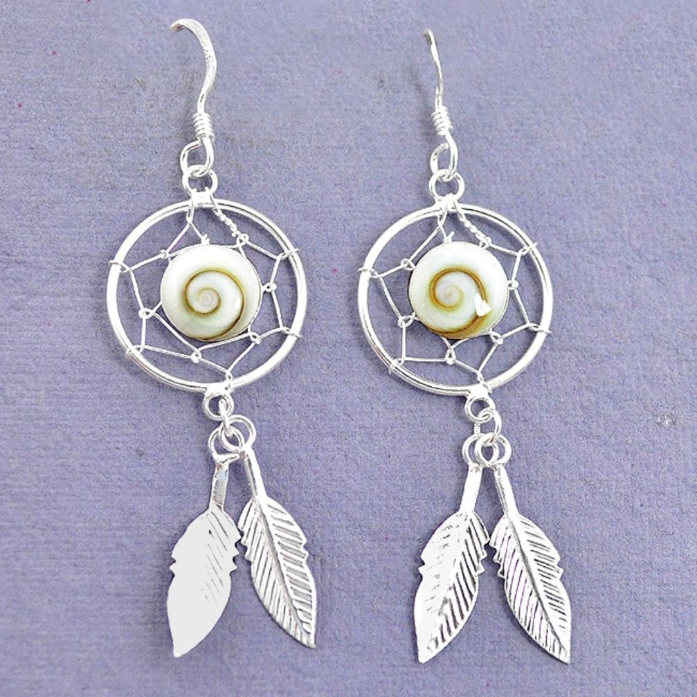 925 sterling silver natural white shiva eye dreamcatcher earrings jewelry a72530