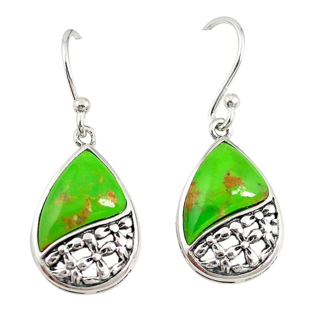 Green copper turquoise 925 sterling silver earrings jewelry a72642