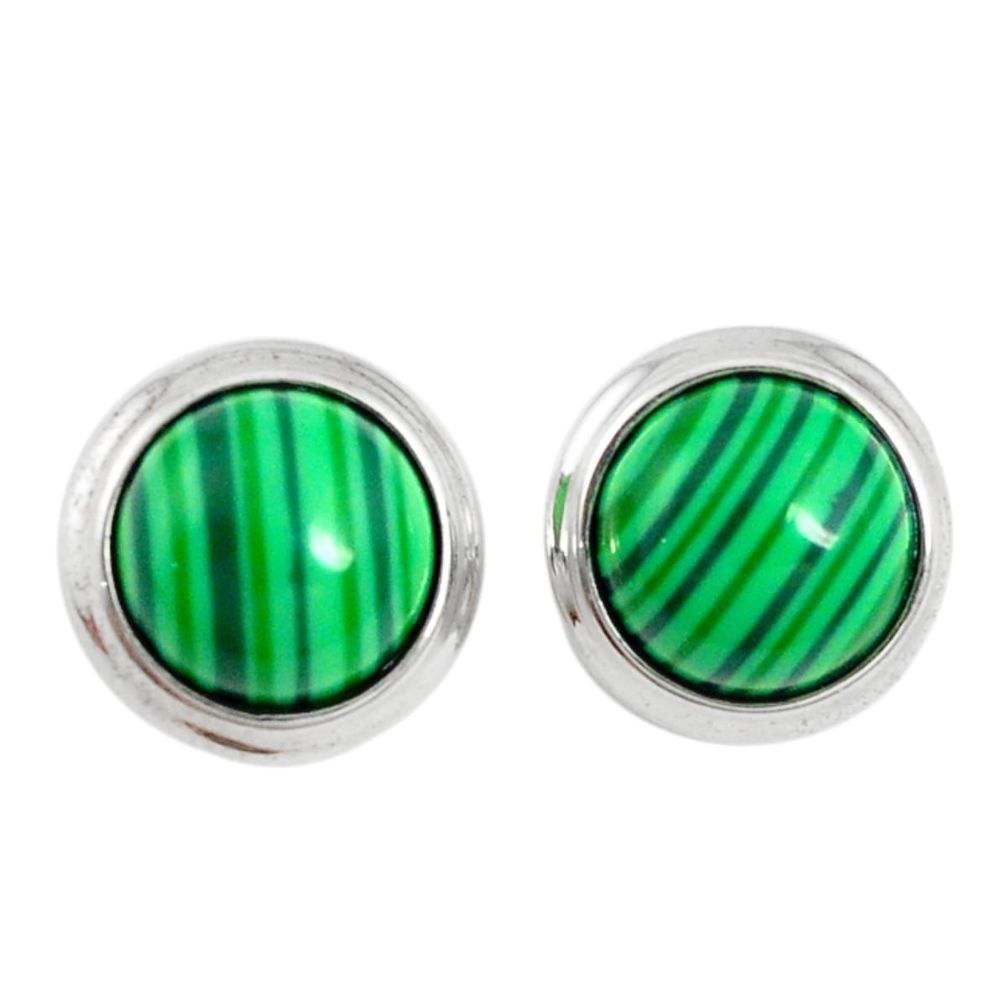 Natural green malachite (pilot's stone) 925 silver earrings jewelry a72651