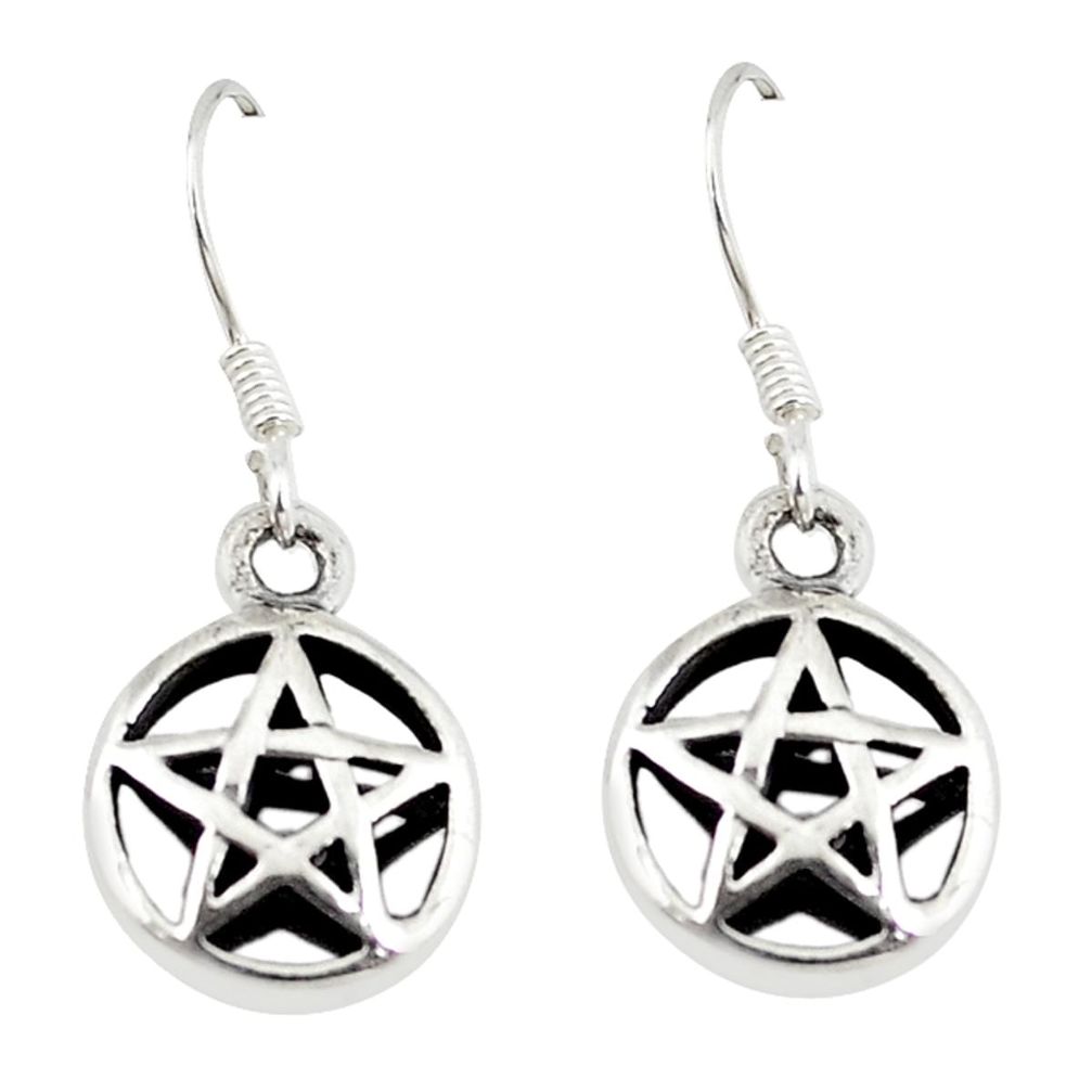 Indonesian bali style solid 925 sterling silver star of david earrings a73778