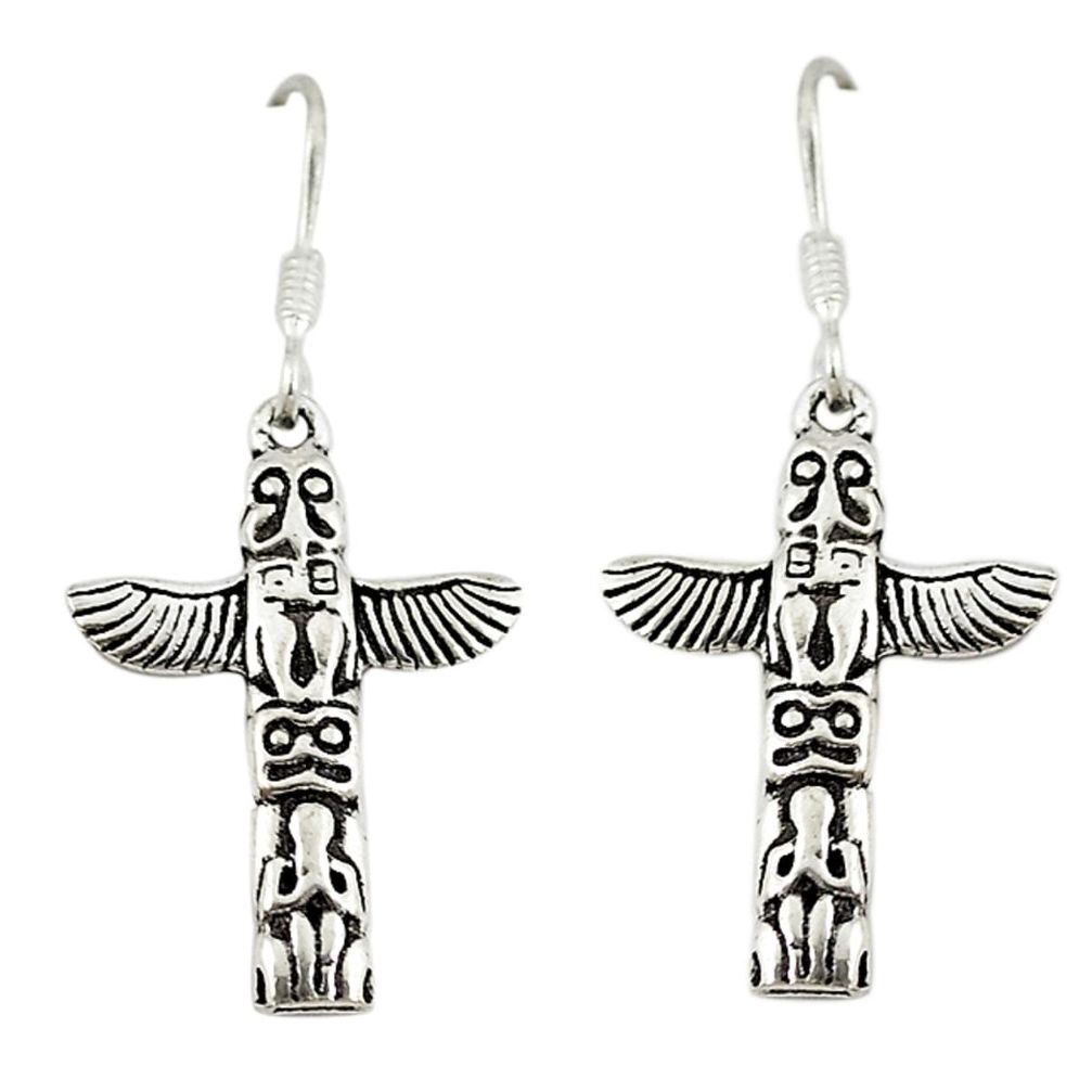 Indonesian bali style solid 925 silver eagle charm earrings jewelry a73784