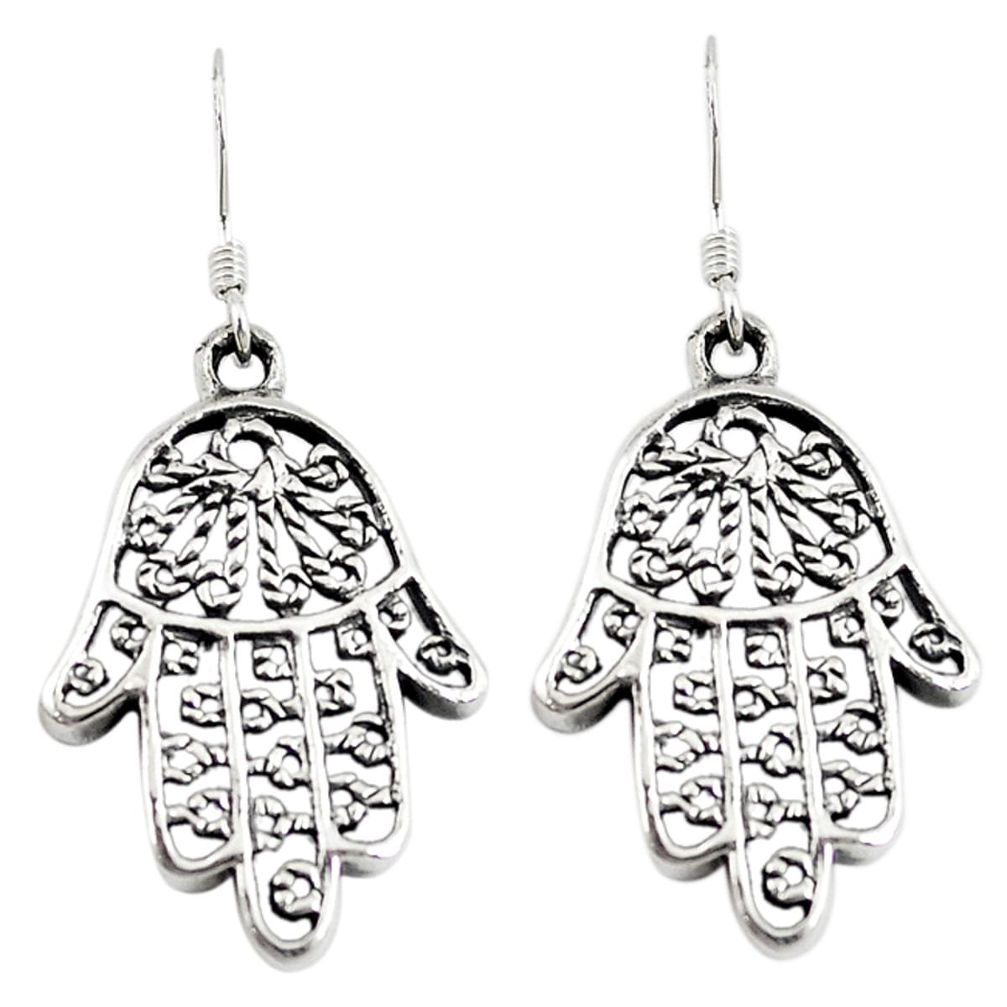 Indonesian bali style solid 925 silver hand of god hamsa earrings a73785