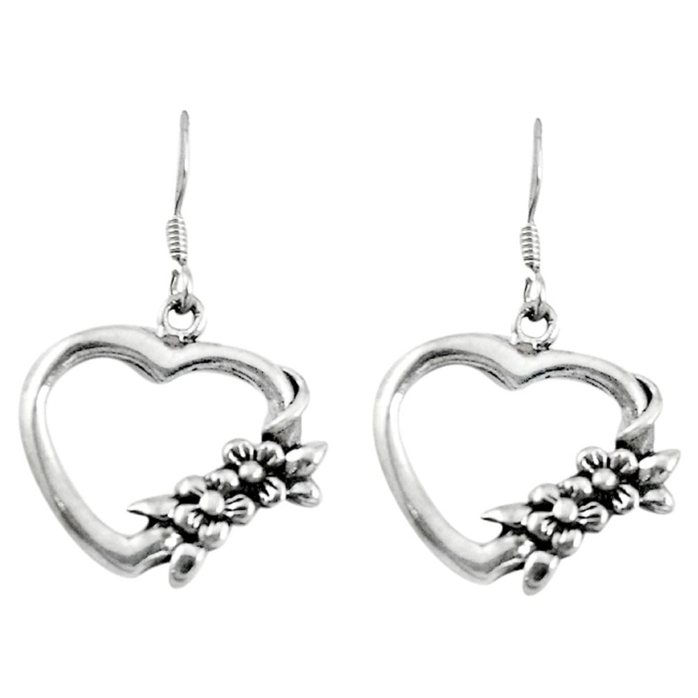 Indonesian bali style solid 925 silver heart love earrings jewelry a73790