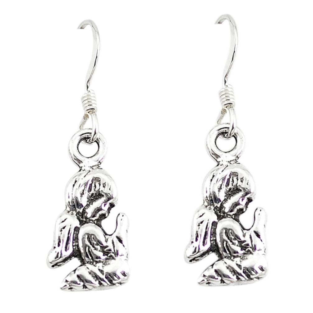 925 sterling silver indonesian bali style solid praying angel earrings a73795