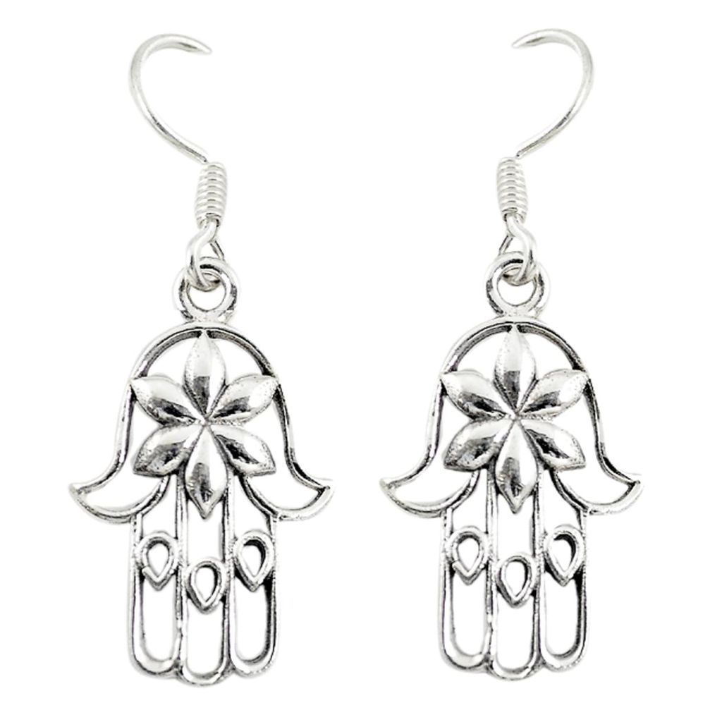 Indonesian bali style solid 925 silver hand of god hamsa earrings a73799