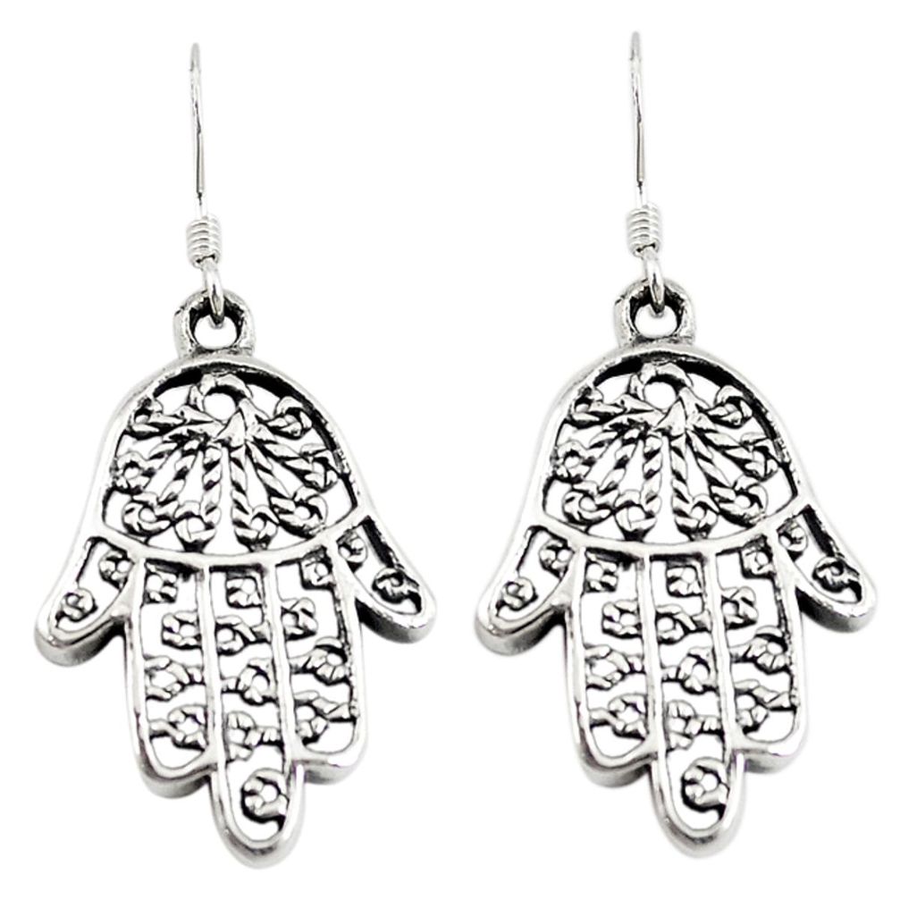 Indonesian bali style solid 925 silver hand of god hamsa earrings a73808