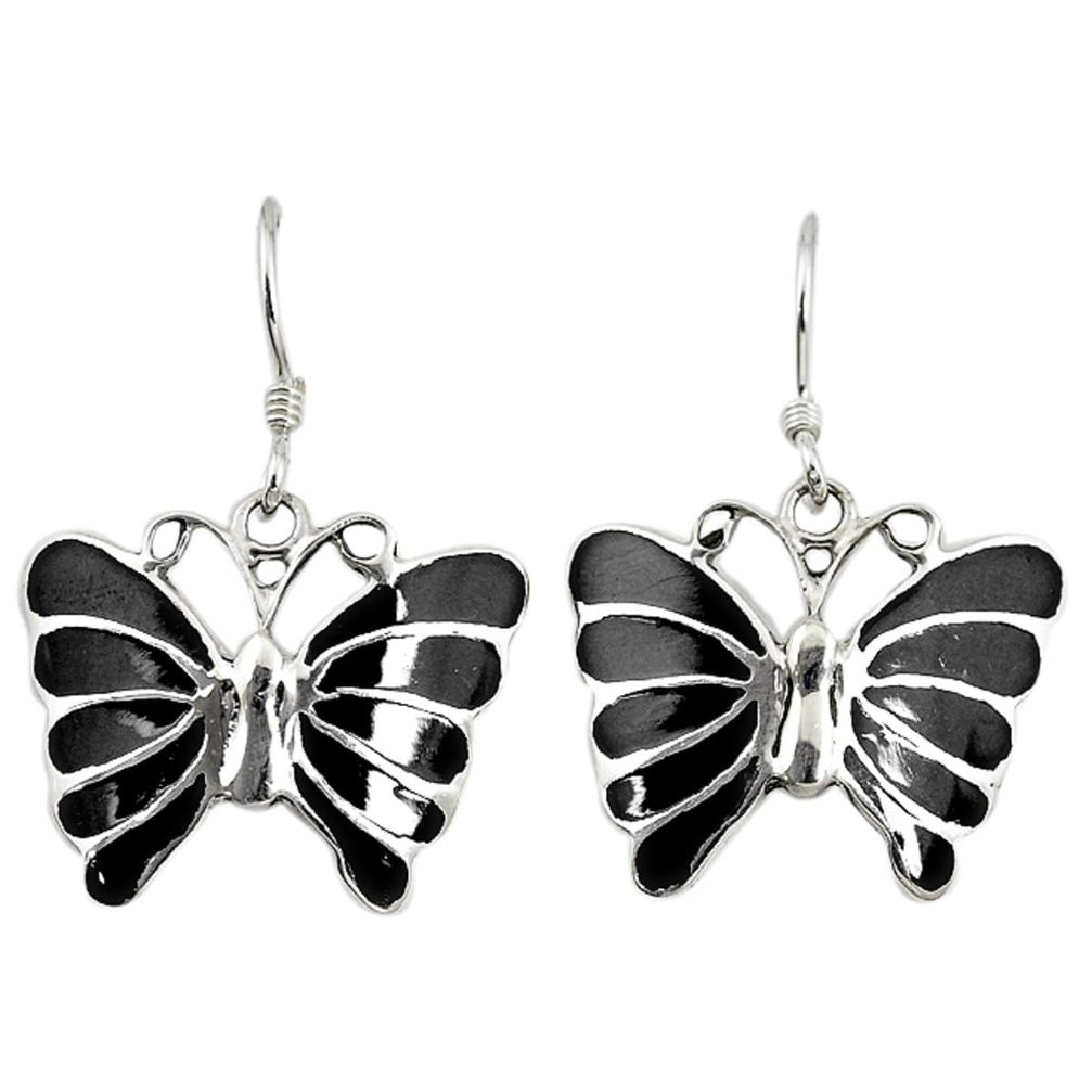 925 sterling silver black onyx enamel dangle butterfly earrings jewelry a73884