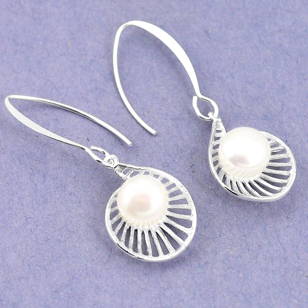 7.46cts natural white pearl 925 sterling silver earrings jewelry a75282