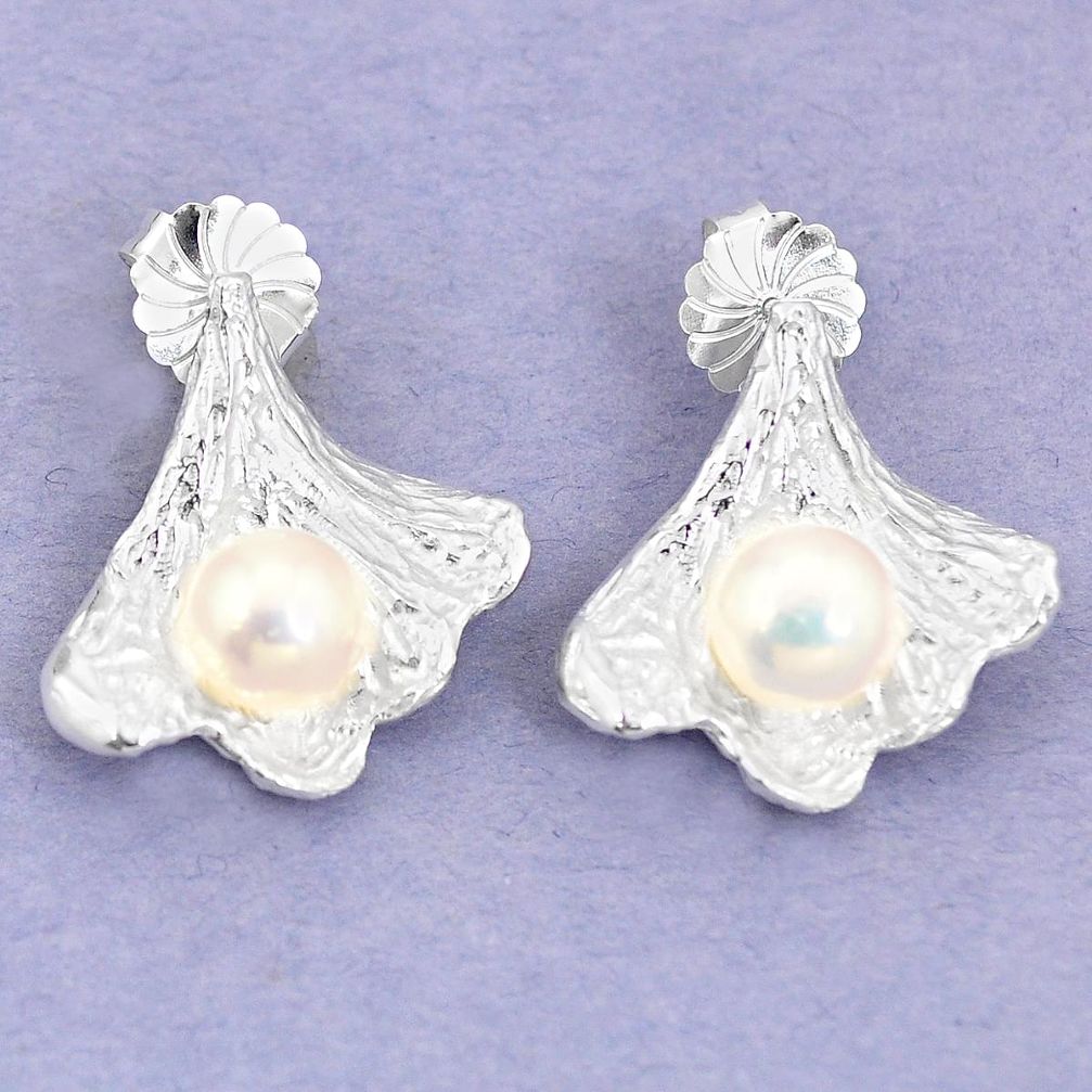 12.83cts natural white pearl 925 sterling silver earrings jewelry a75286