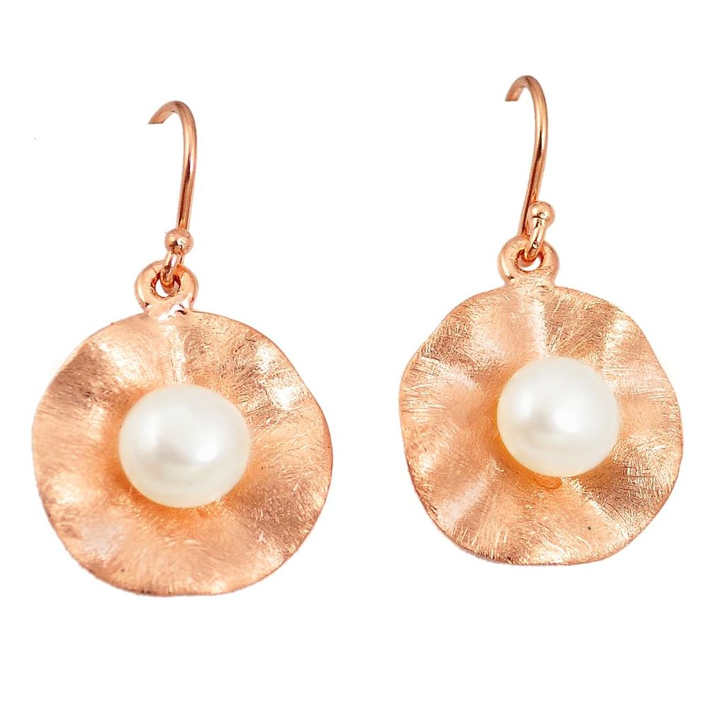 Natural white pearl 925 sterling silver 14k gold earrings jewelry a75341