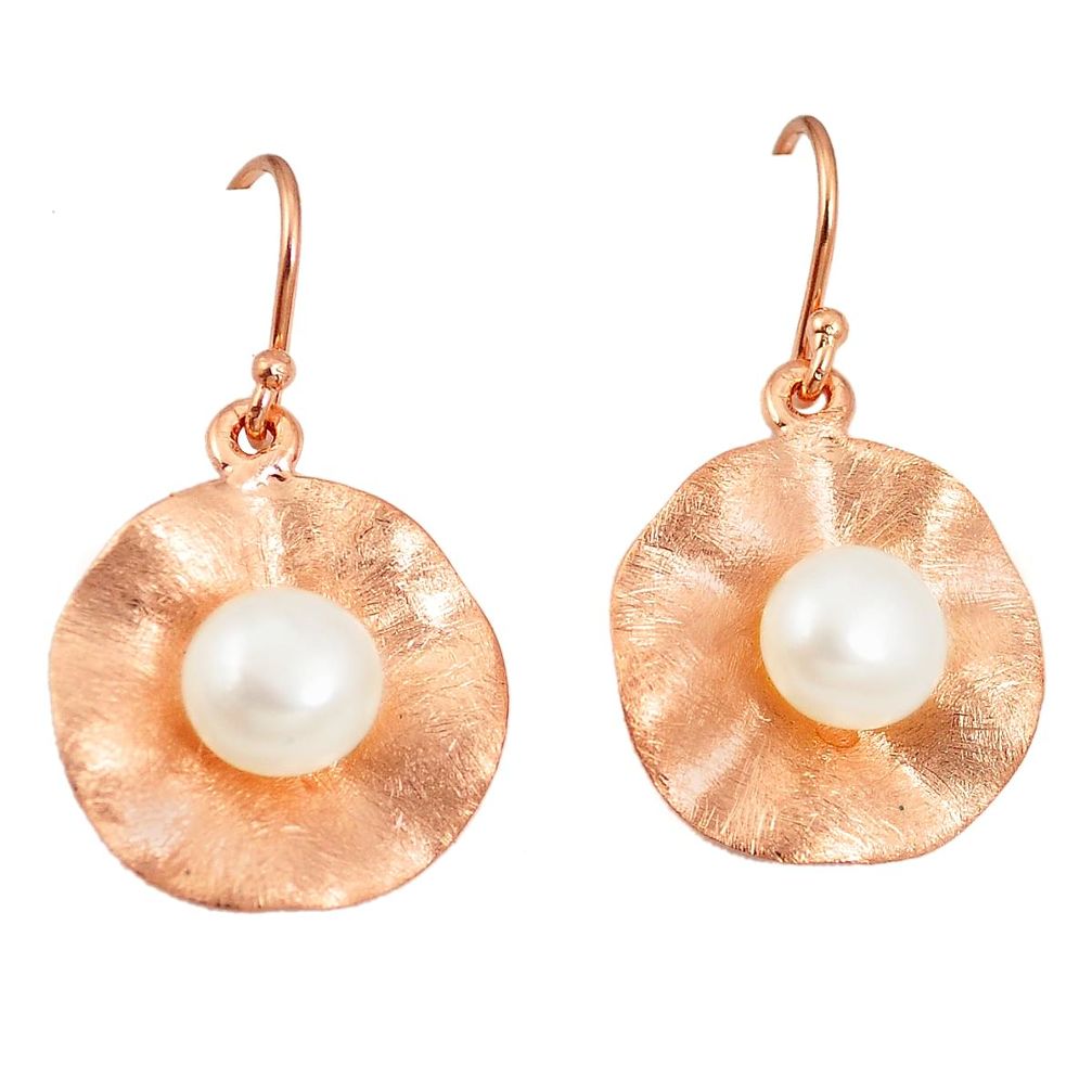 Natural white pearl 925 sterling silver 14k gold earrings jewelry a75345