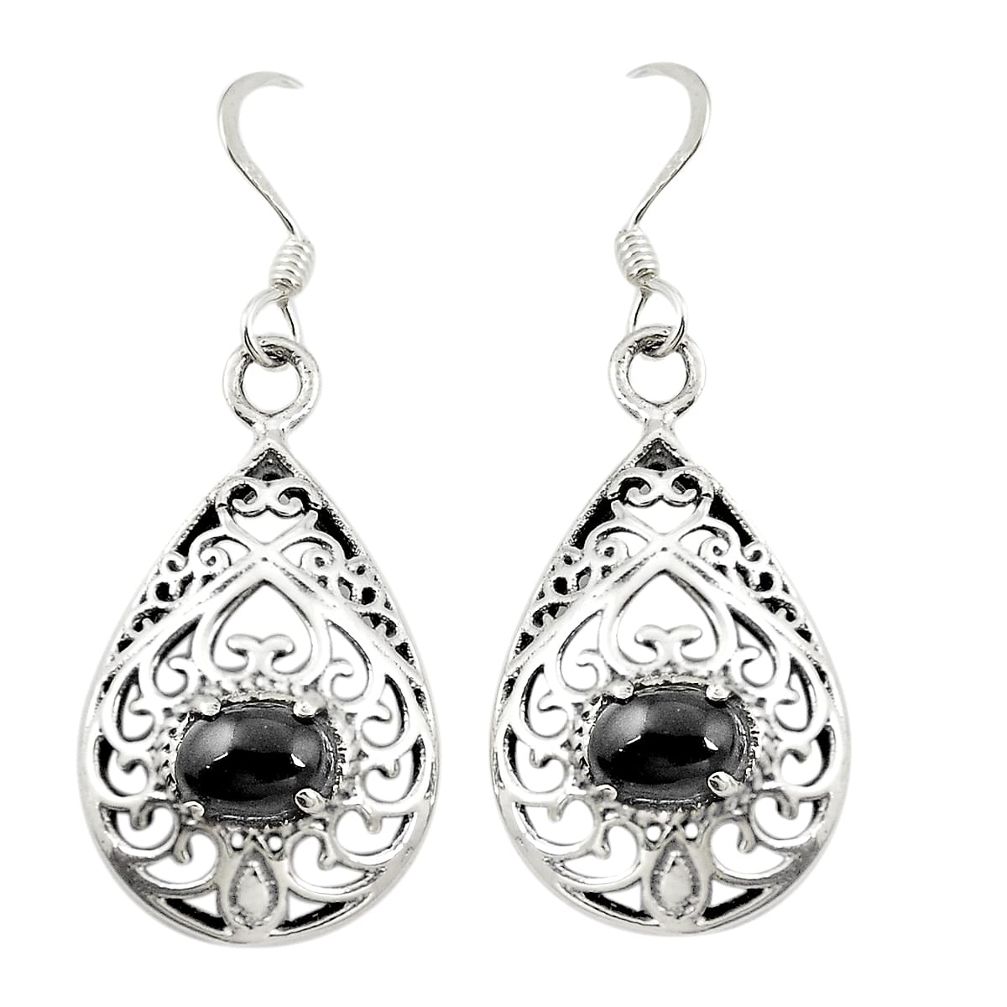 Natural black onyx 925 sterling silver dangle earrings jewelry a75528