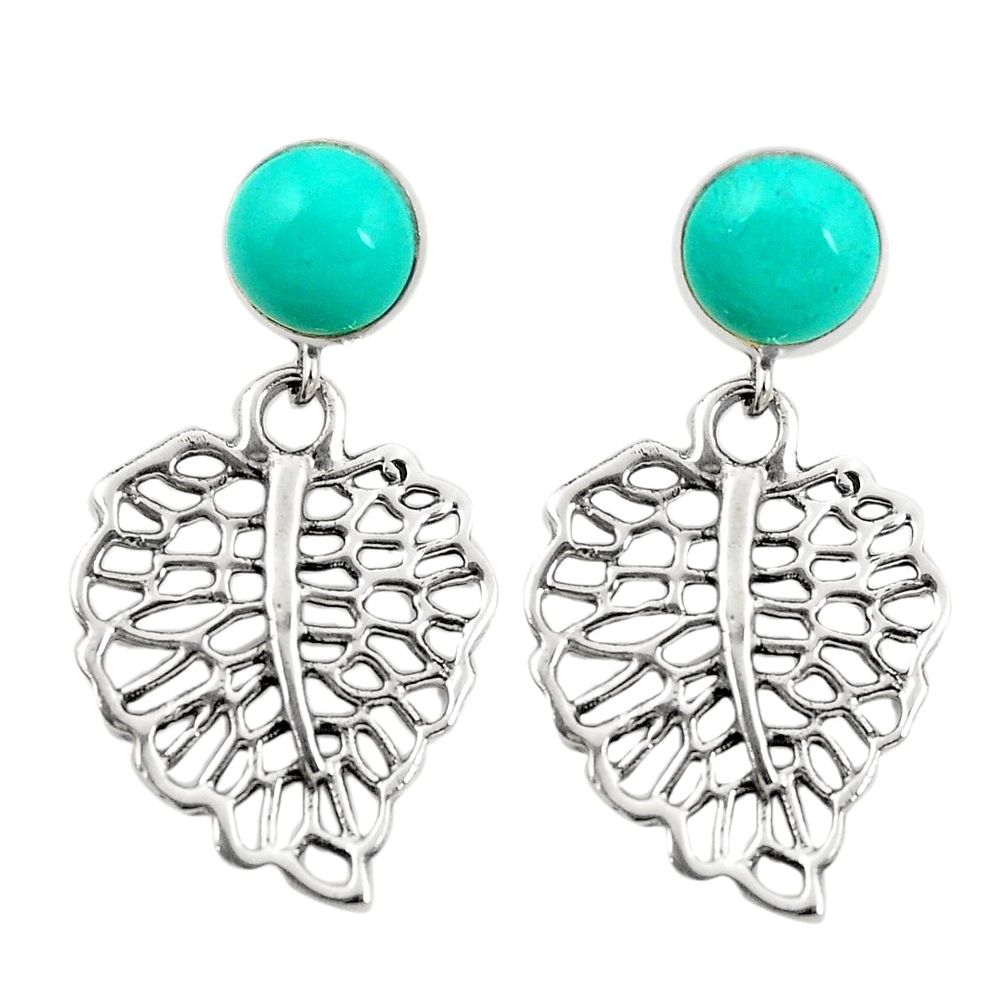 Fine green turquoise 925 sterling silver deltoid leaf earrings a75539