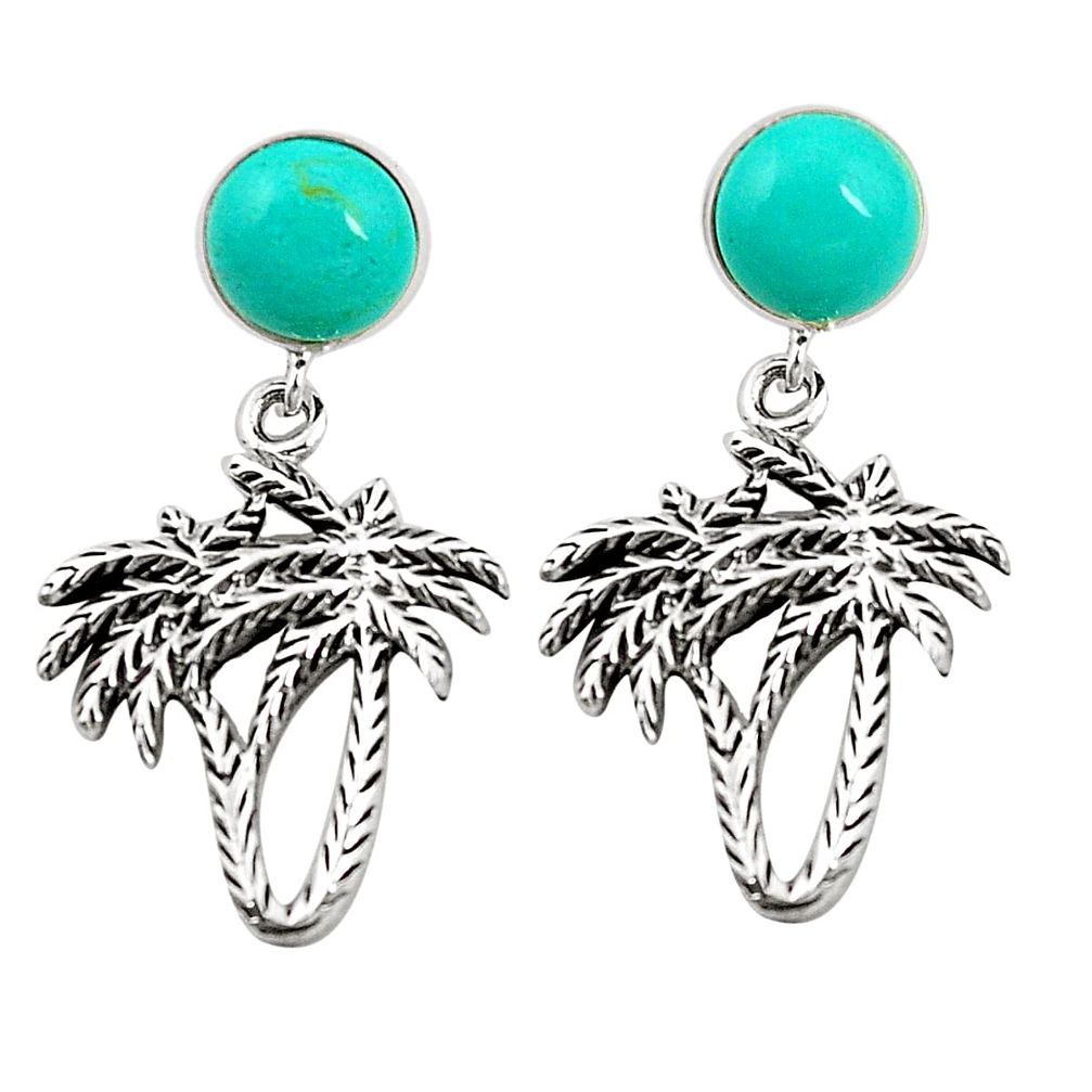 925 sterling silver fine green turquoise palm tree earrings jewelry a75557