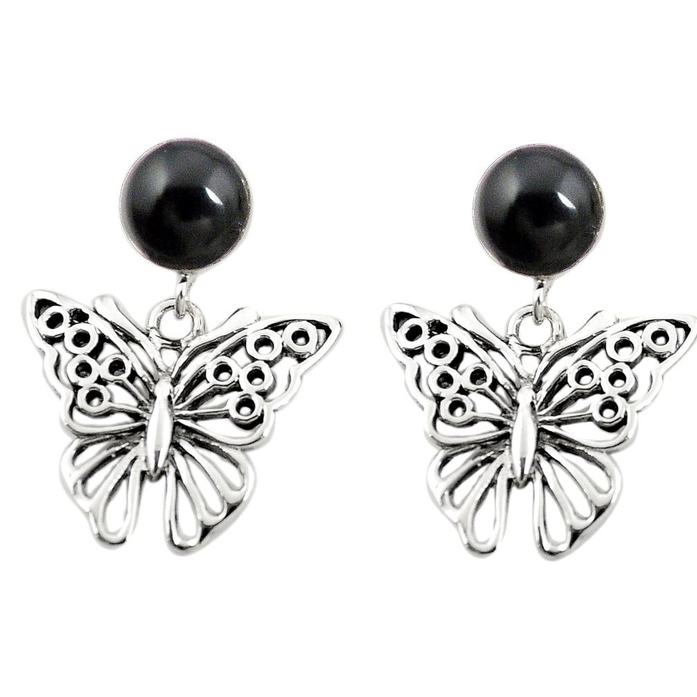 Natural black onyx 925 sterling silver butterfly earrings jewelry a75575