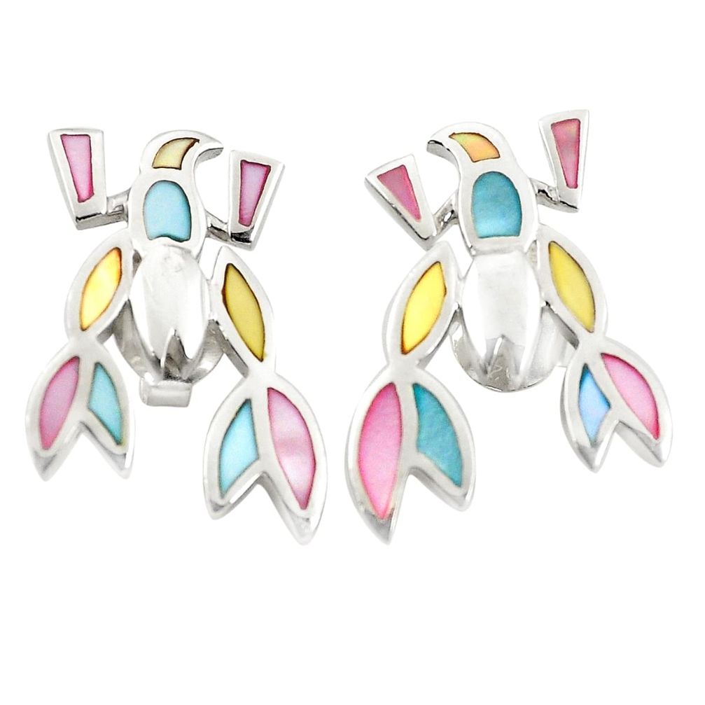 Multi color blister pearl enamel 925 silver scorpion earrings a75888