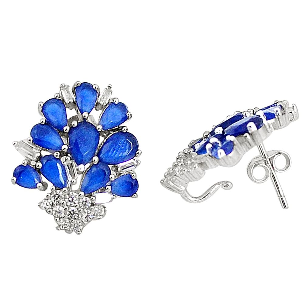 Blue sapphire quartz topaz 925 sterling silver stud earrings jewelry a76889