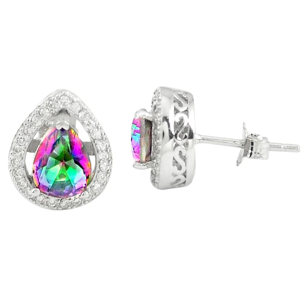 Multi color rainbow topaz topaz 925 sterling silver stud earrings a77112