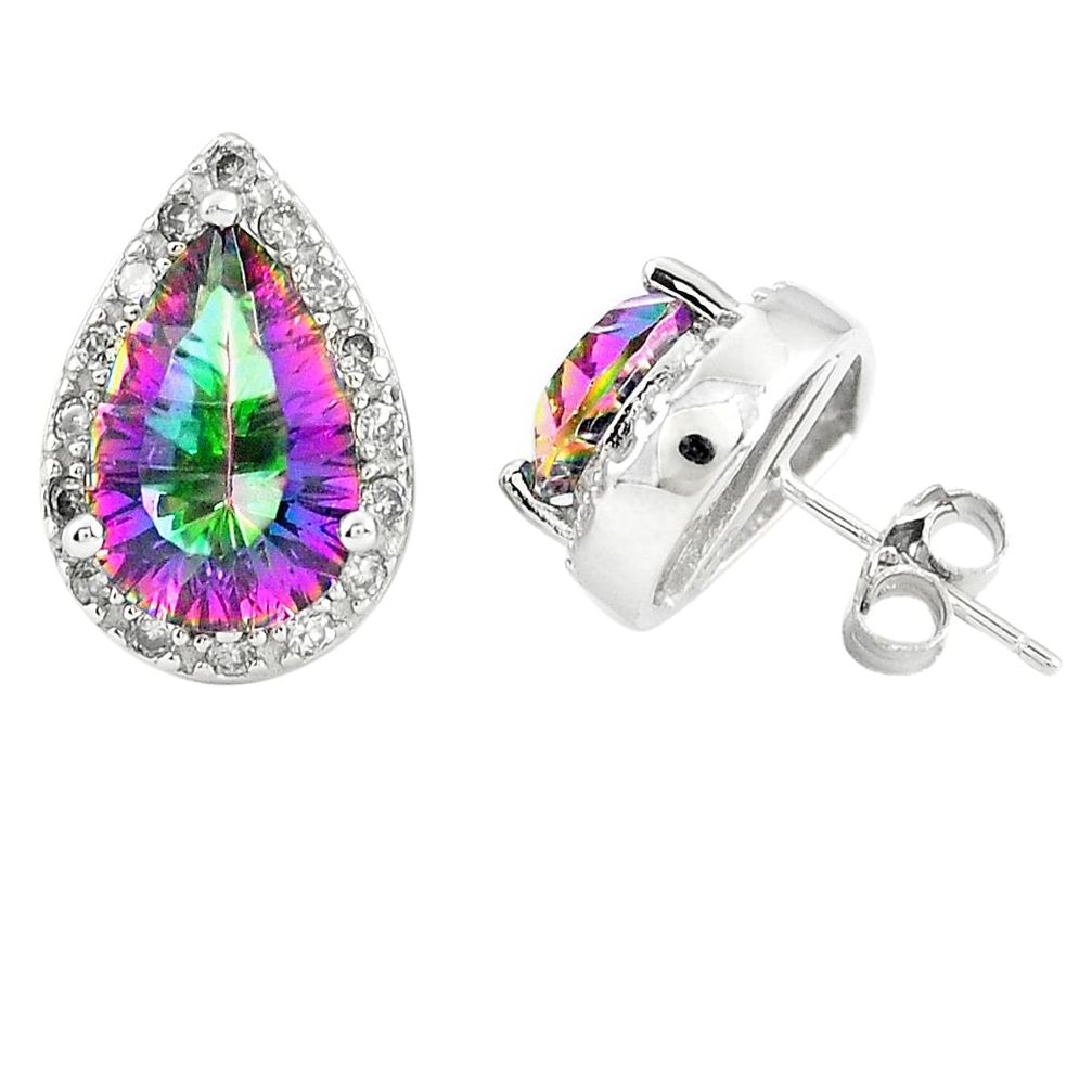 Multi color rainbow topaz topaz 925 sterling silver stud earrings a77116