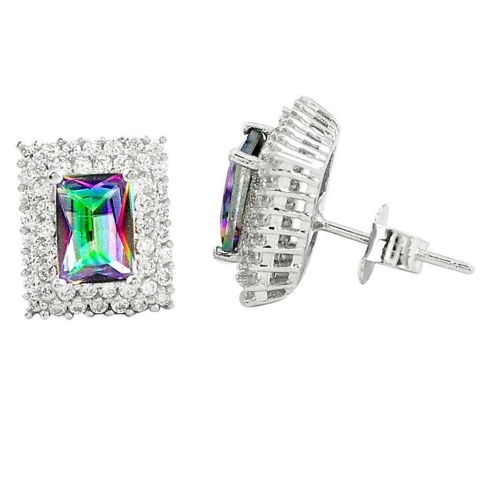 Multi color rainbow topaz topaz 925 sterling silver stud earrings a77136