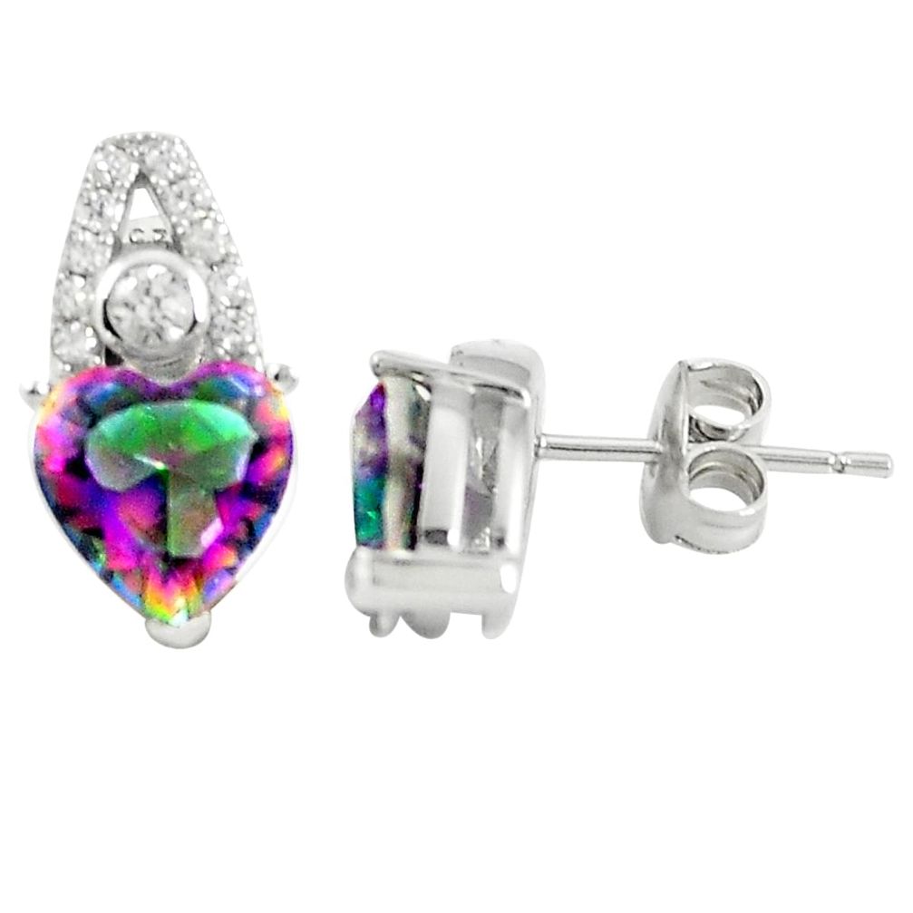 Multi color rainbow topaz topaz 925 sterling silver stud earrings a77179