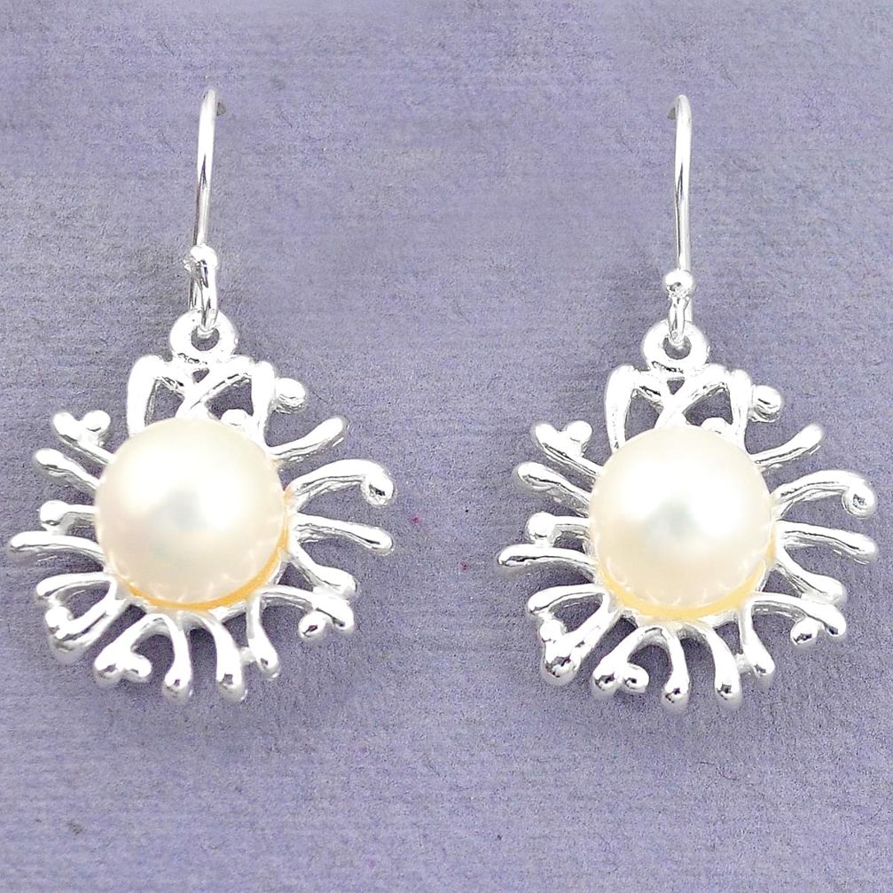 Natural white pearl 925 sterling silver earrings jewelry a77203