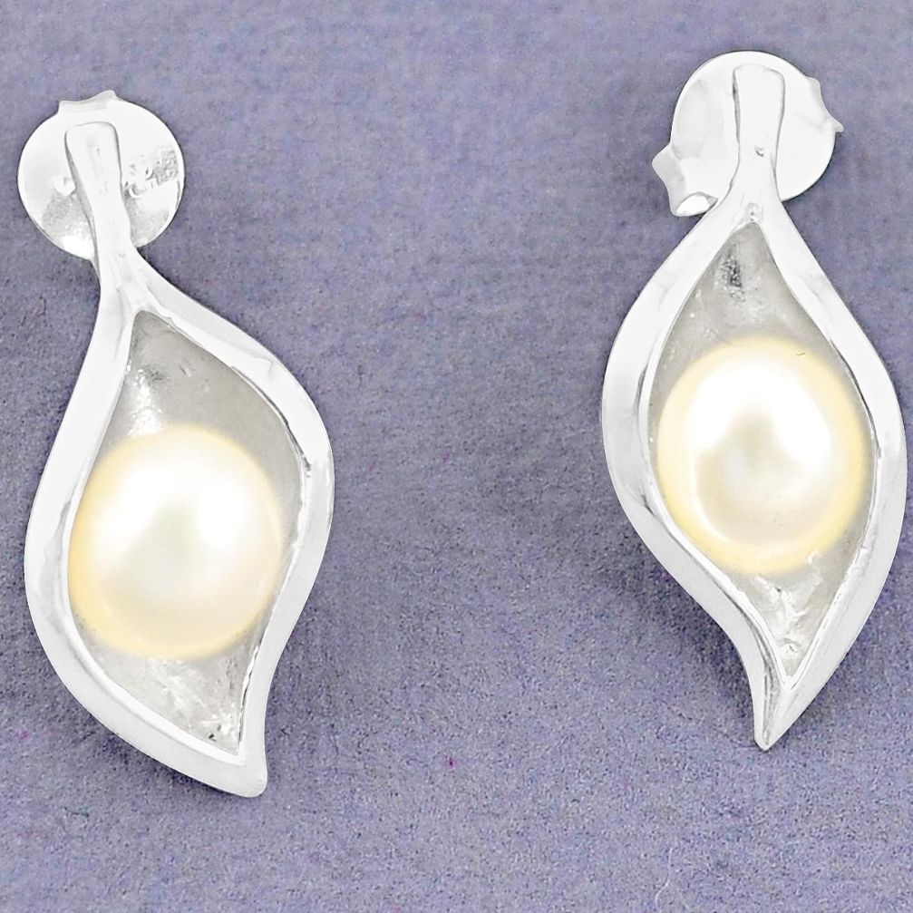 Natural white pearl 925 sterling silver dangle earrings jewelry a77207