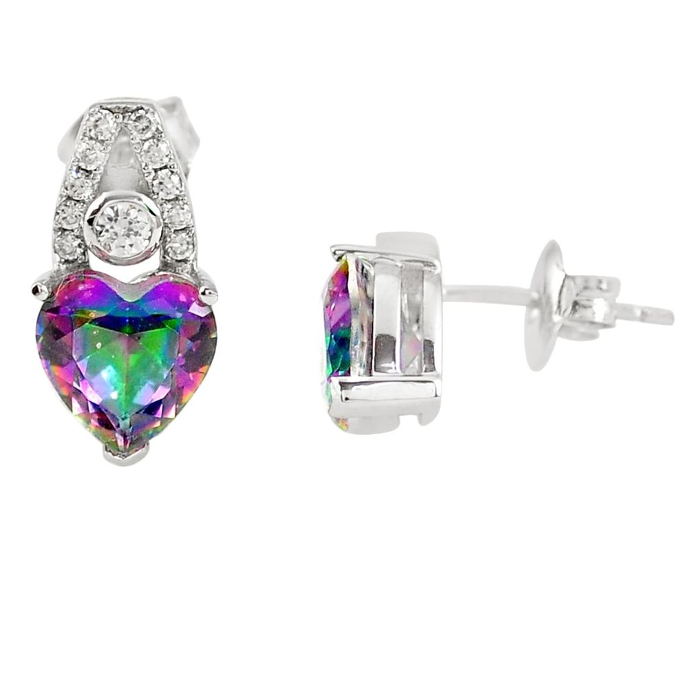 Multi color rainbow topaz topaz 925 sterling silver stud earrings a77334