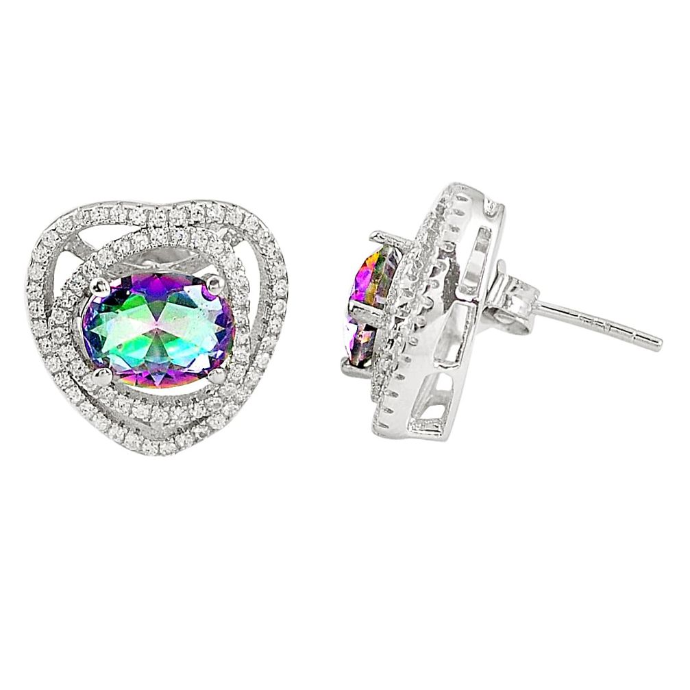 Multi color rainbow topaz topaz 925 sterling silver earrings a77353