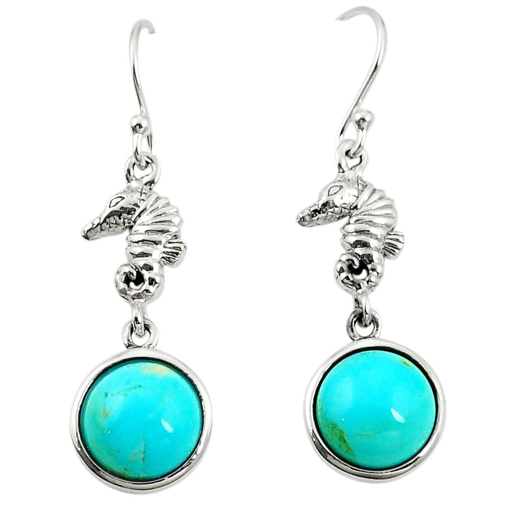 Southwestern fine blue turquoise 925 silver dangle earrings a78491