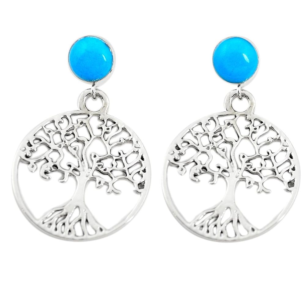 Fine blue turquoise 925 sterling silver tree of life earrings a79817