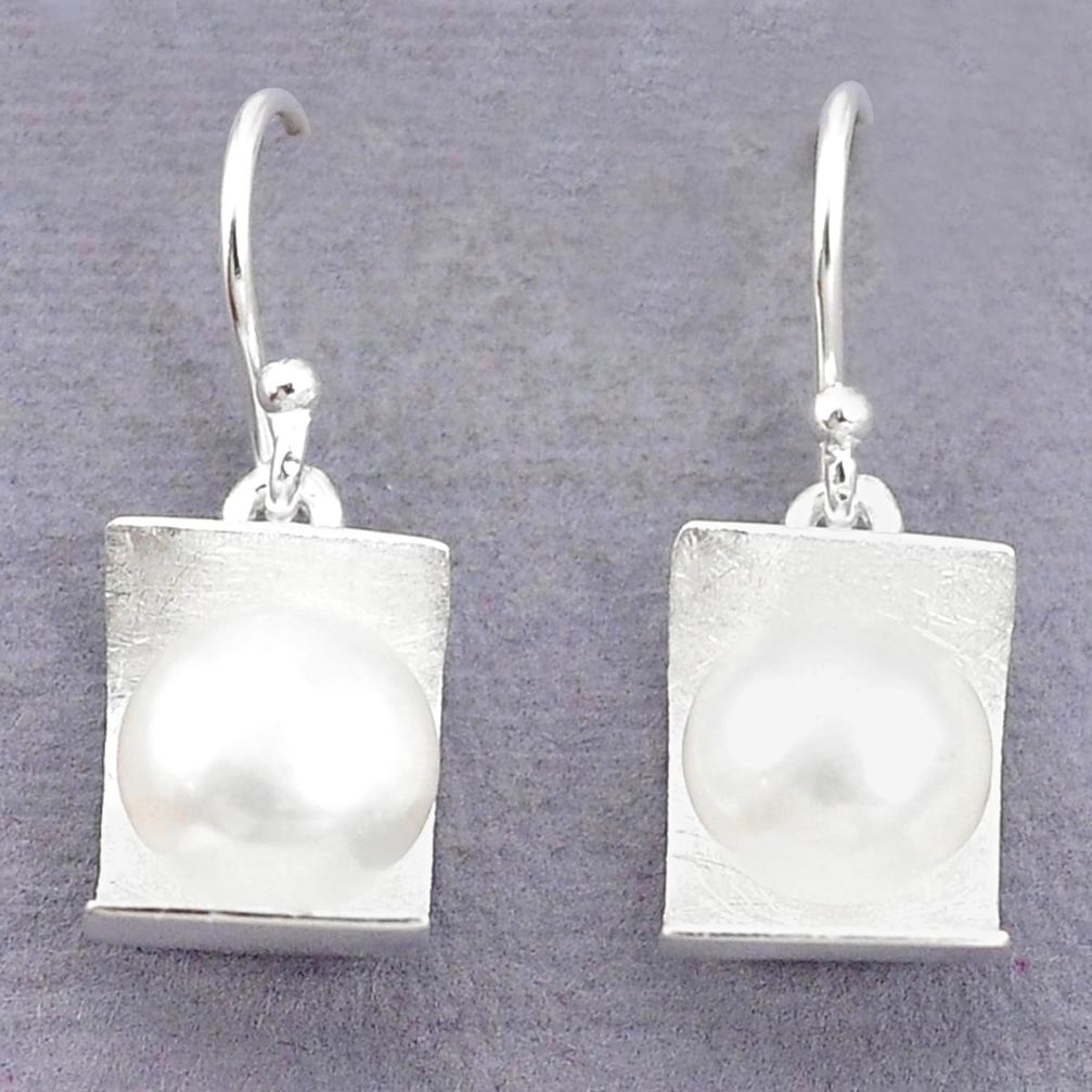 925 sterling silver natural white pearl round earrings jewelry a80066