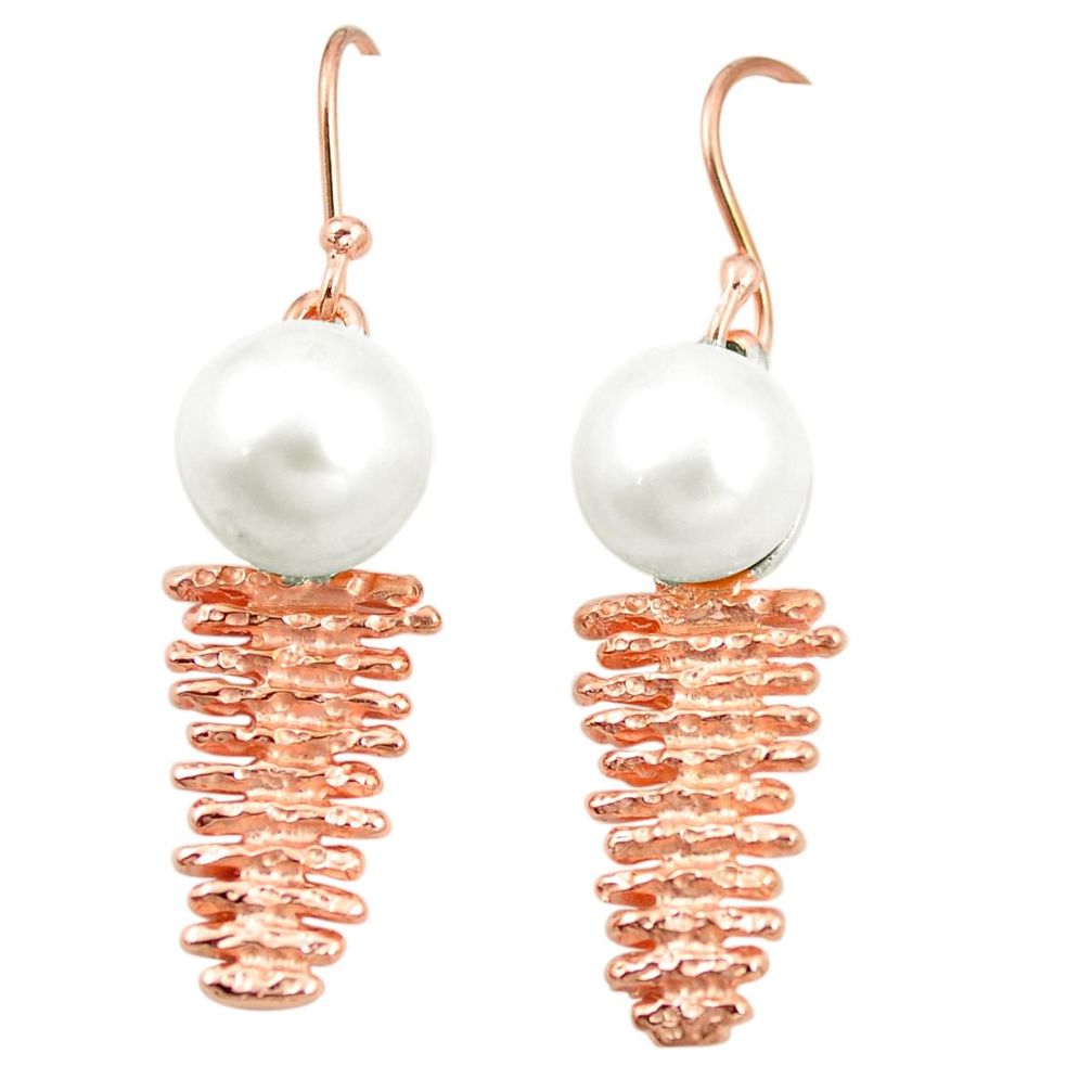 Natural white pearl 925 sterling silver 14k rose gold earrings jewelry a80168