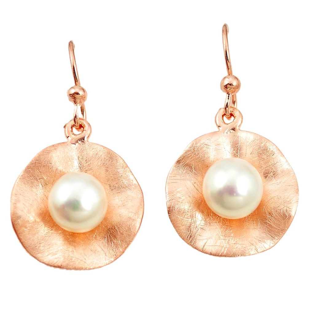 Natural white pearl 925 sterling silver 14k rose gold earrings jewelry a80174