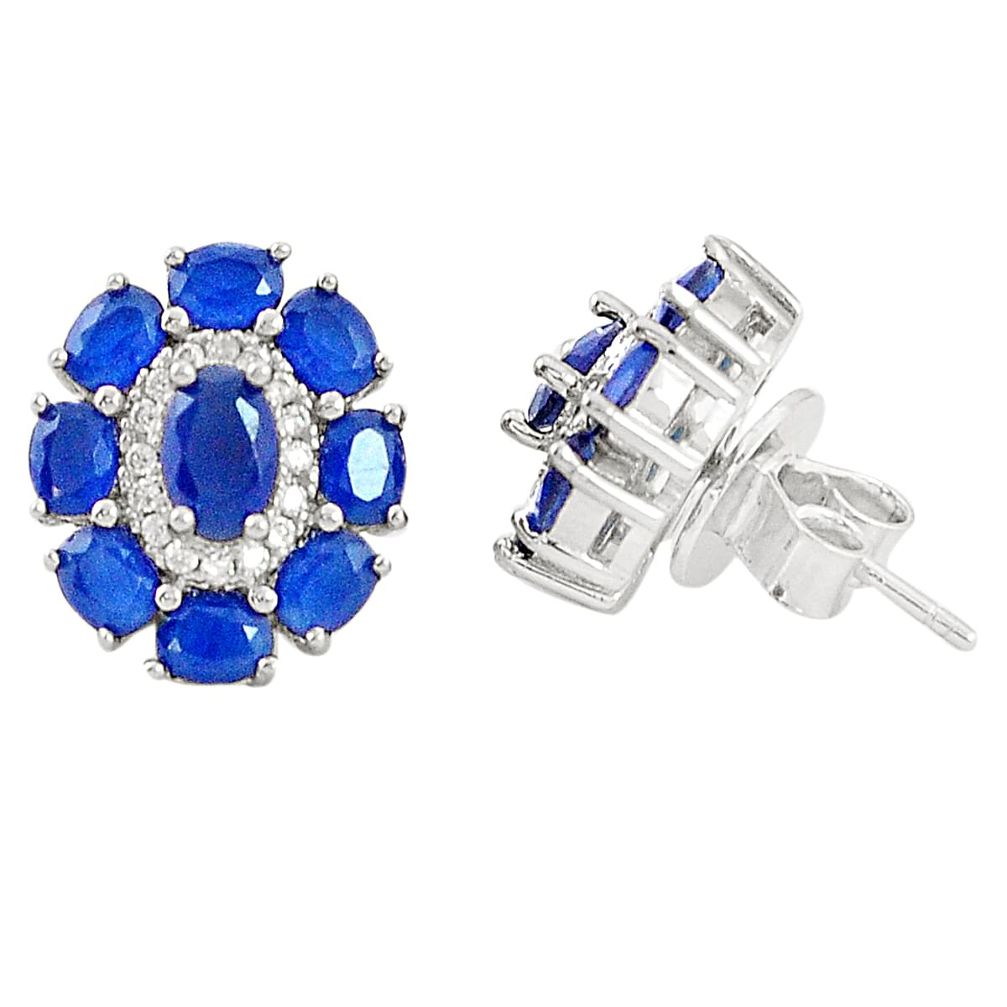 Blue sapphire quartz topaz 925 sterling silver earrings jewelry a81313