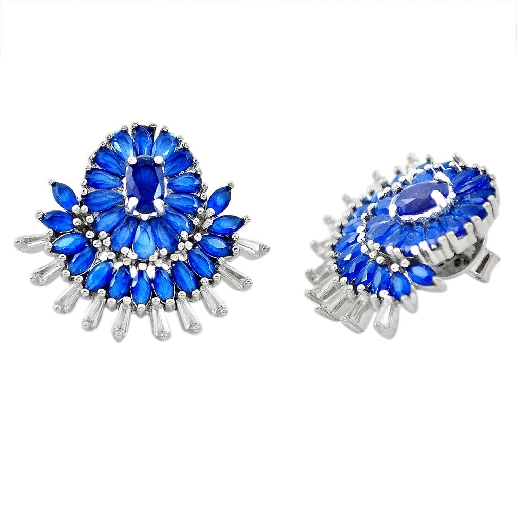 Blue sapphire quartz topaz 925 sterling silver stud earrings jewelry a81495