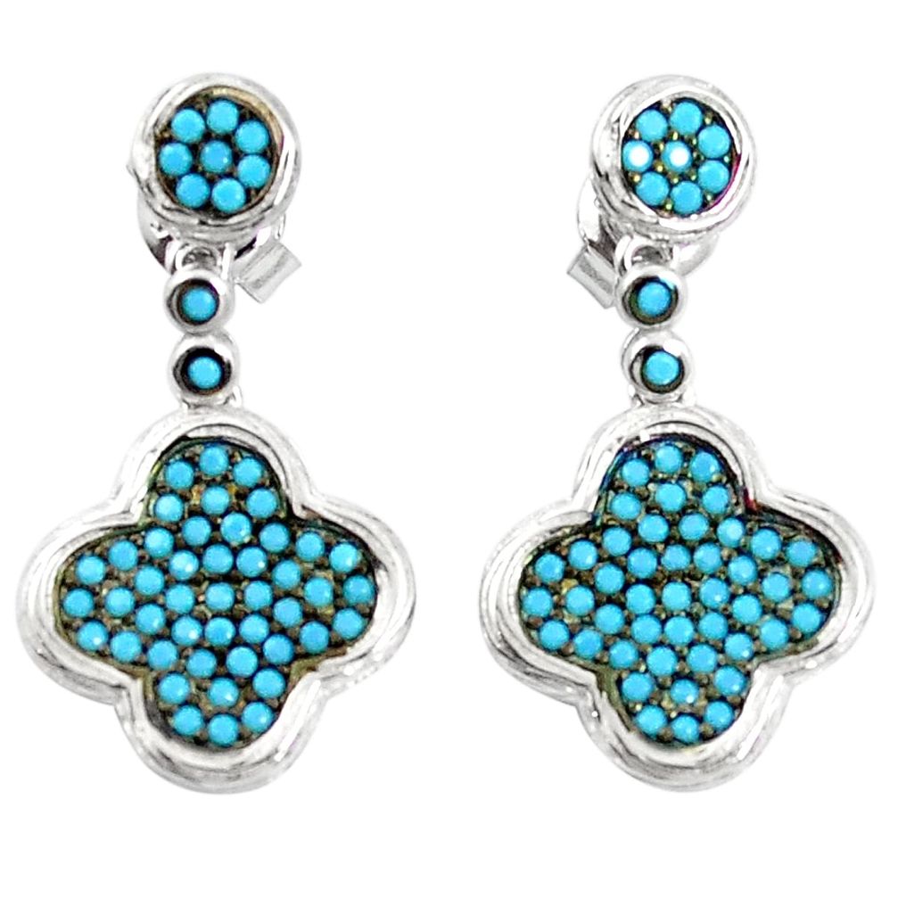 Fine blue turquoise 925 sterling silver dangle earrings jewelry a82796