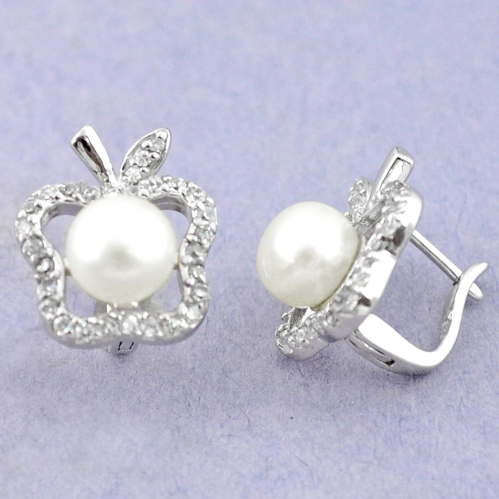 925 sterling silver natural white pearl topaz stud earrings jewelry a83618