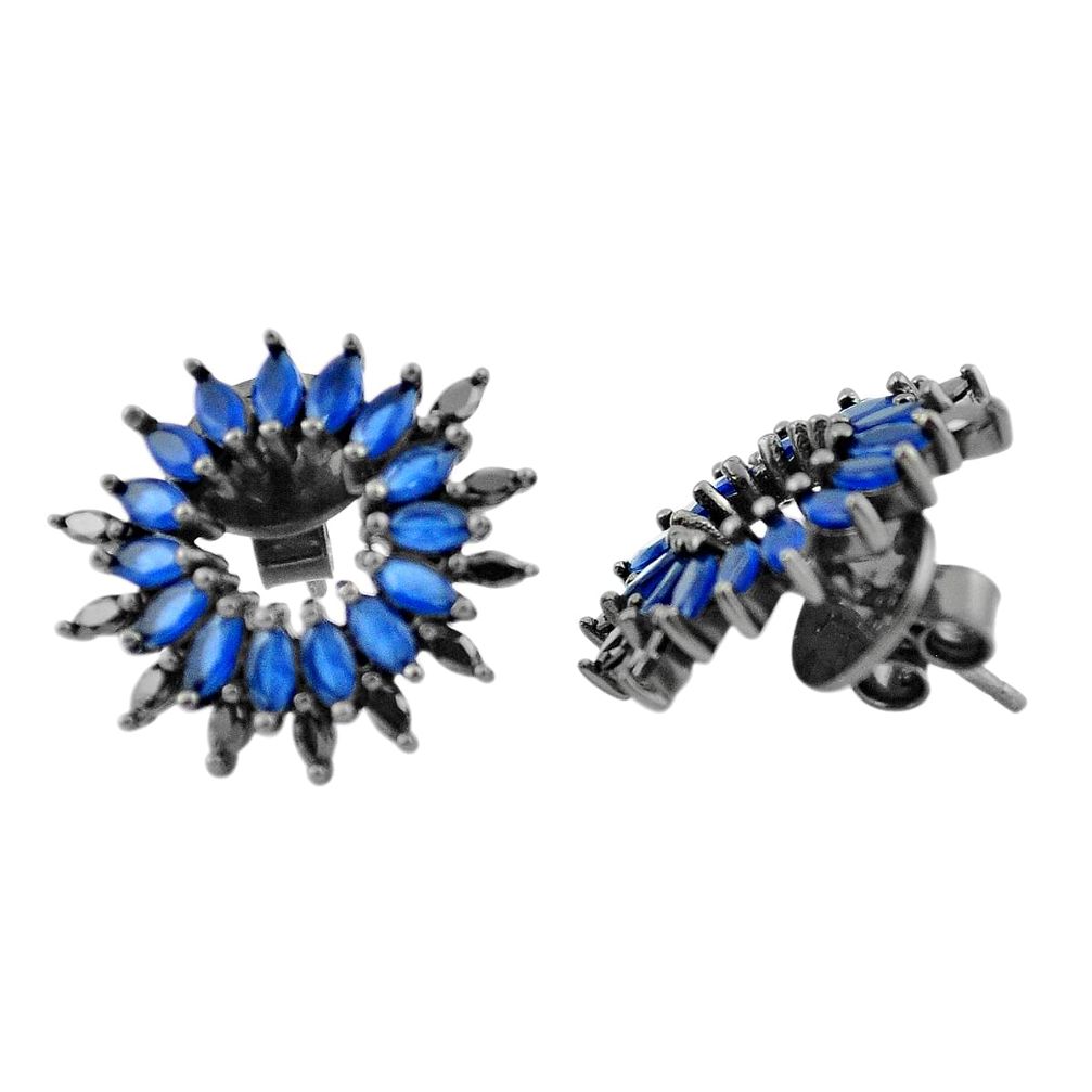 Blue sapphire quartz topaz 925 sterling silver stud earrings a84342