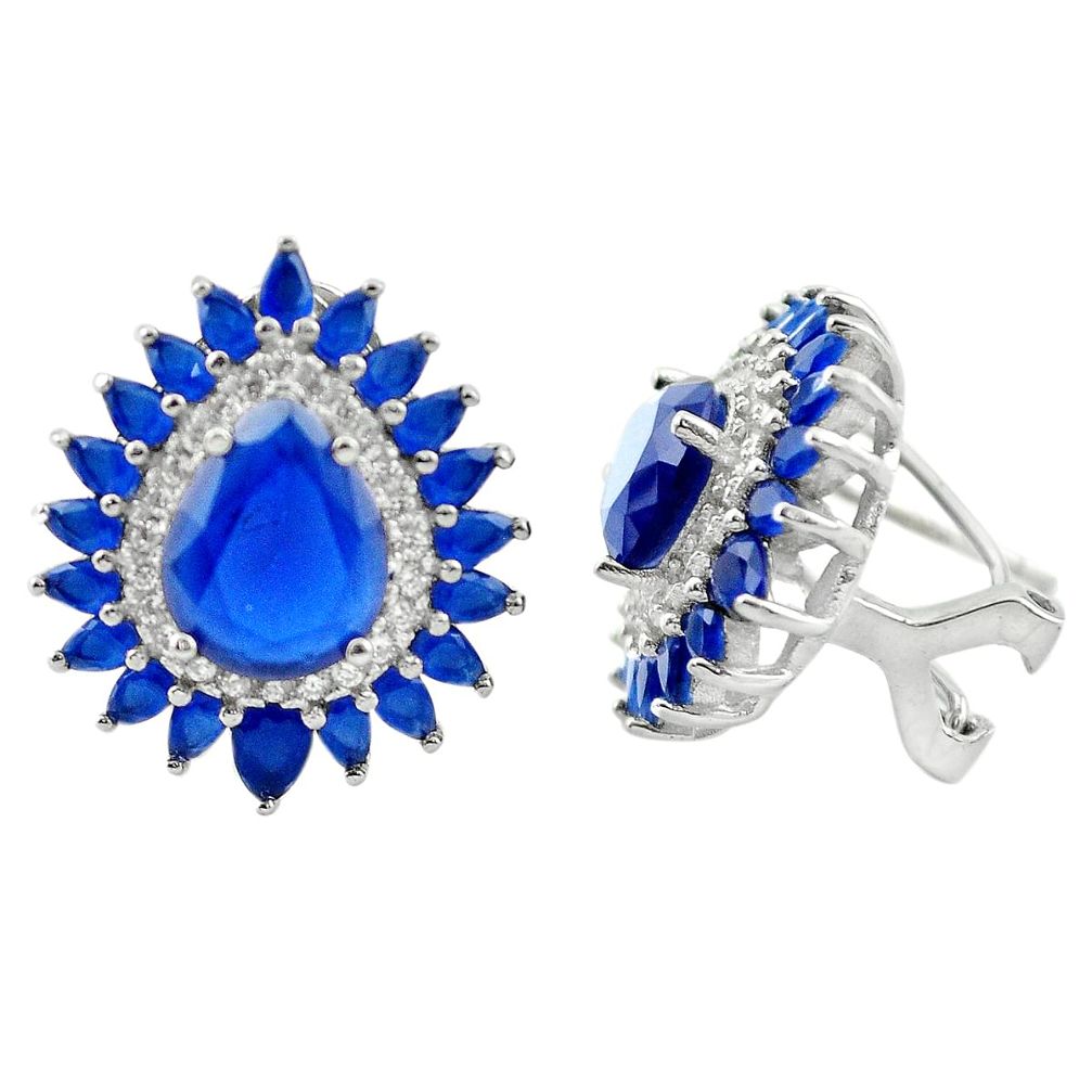 925 sterling silver blue sapphire quartz white topaz stud earrings a84378